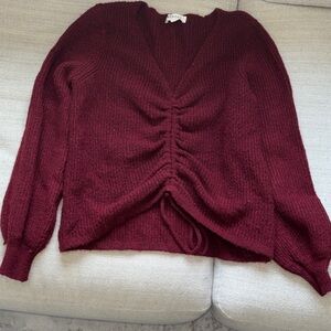 Elegant Burgundy V-Neck Sweater